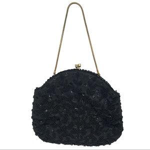 JEM Black Beaded & Sequin‎ Purse | Handmade Vintage Handbag